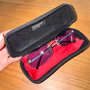 CHANEL Sunglasses with Purple Lenses and Black Case
